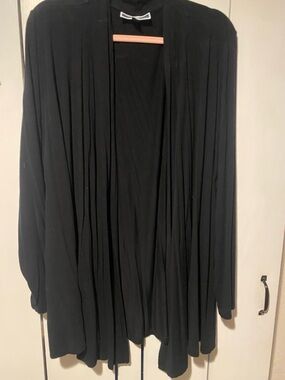 Karen Scott Black Draped Open Front Cardigan